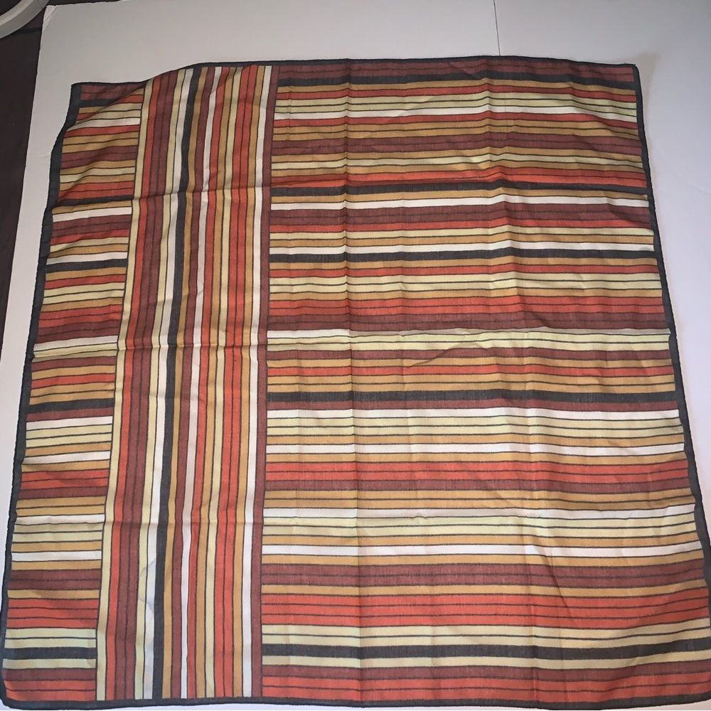 Retro Striped Scarf - Black, Orange, Yellow, Brown